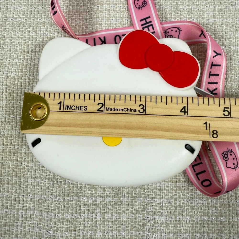 Hello Kitty White‎ Face Coin Purse Bag Pink Lanyard Cute Kawaii Sanrio